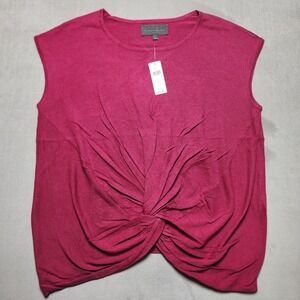 NWT Anthropologie Women's Size Large‎ Raspberry Knot Twist Hem Shirt Top